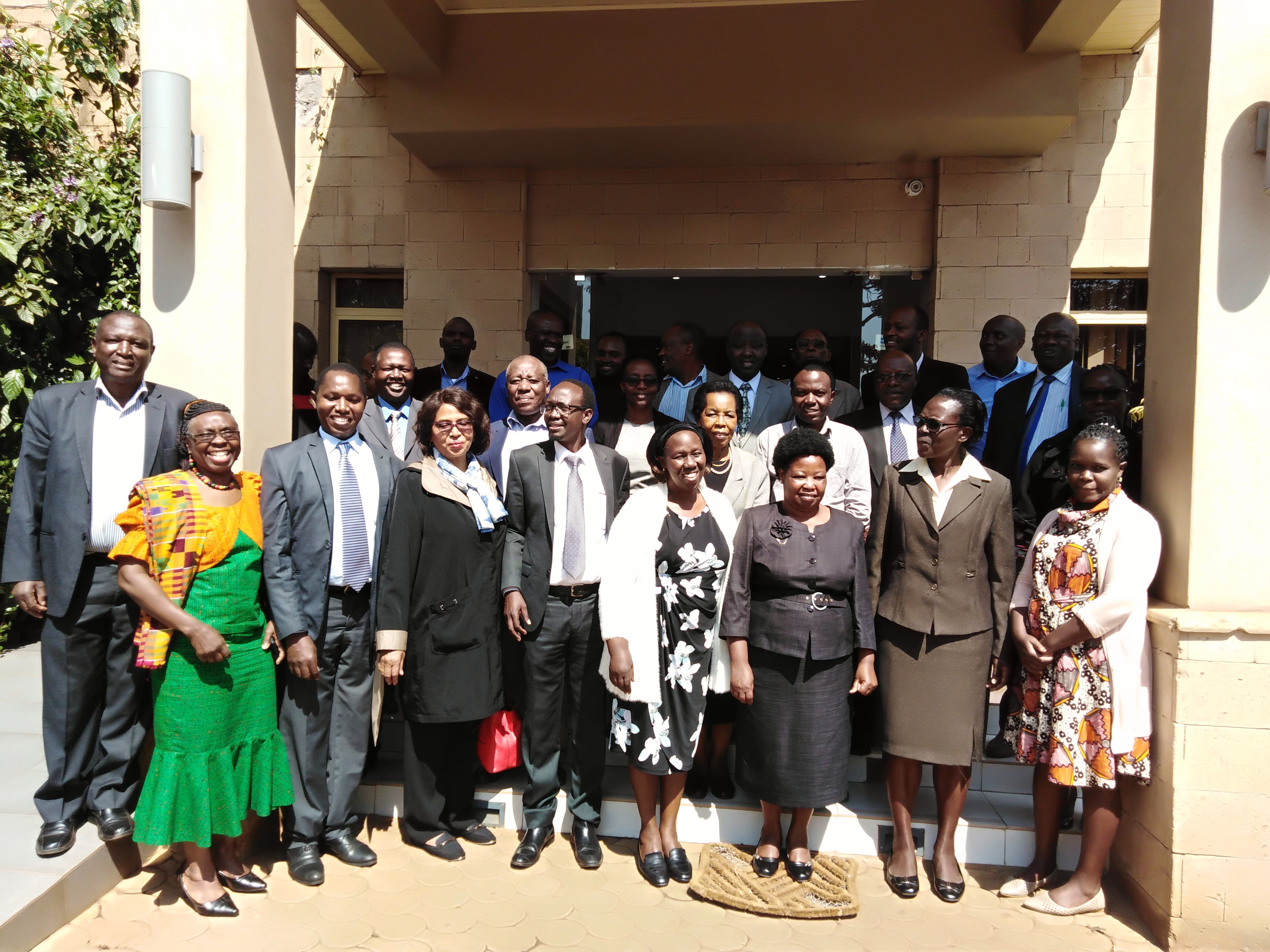 Principal  College of Agriculture Professor  Rose Nyikal and Staff Members posing for a photo after the workshop at Qaribu Inn Nairobi